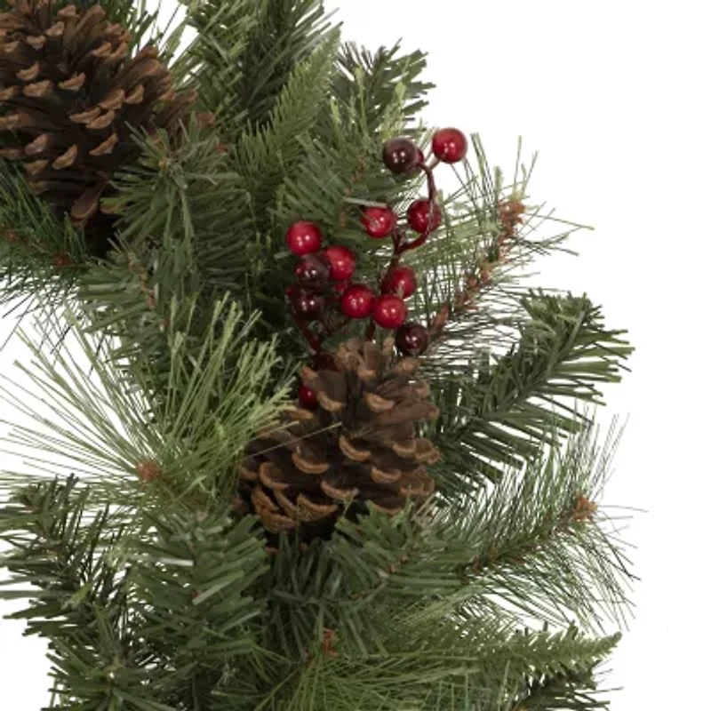 Northlight Pine And Berries Pre-Lit Wreath