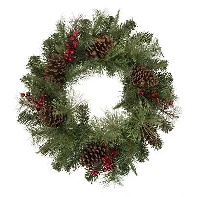Northlight Pine And Berries Pre-Lit Wreath