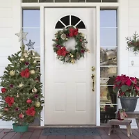 Northlight Poinsettia And Rose Wreath