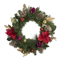 Northlight Poinsettia And Rose Wreath