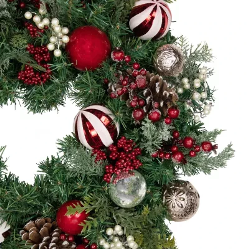 Northlight Ornament And Pinecone Pine Unlit Wreath