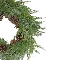 Northlight Frosted Cedar And Pine Cone Wreath