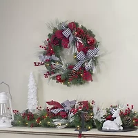 Northlight Houndstooth Pre-Lit Wreath