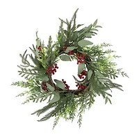 Northlight Mixed Foliage And Red Berries Wreath