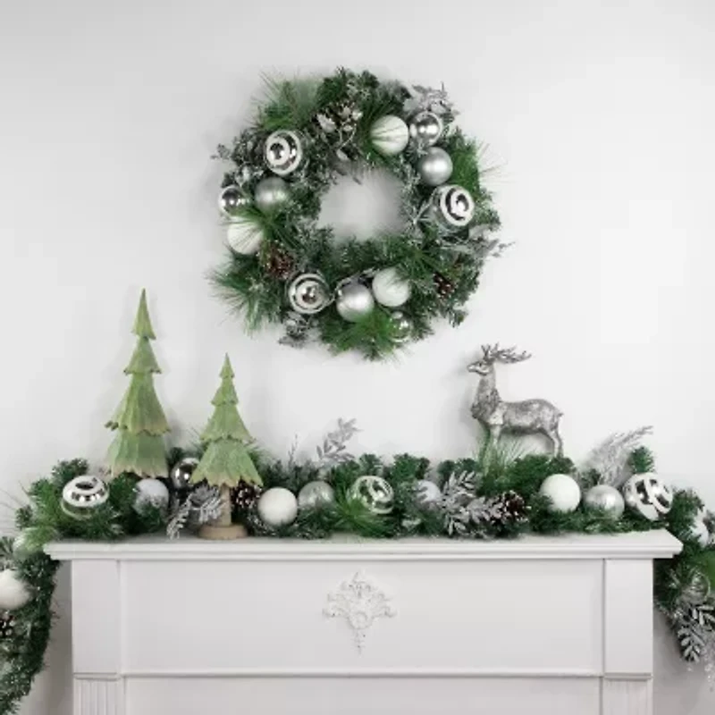 Northlight Pine Needle Pinecones And Ornaments Wreath