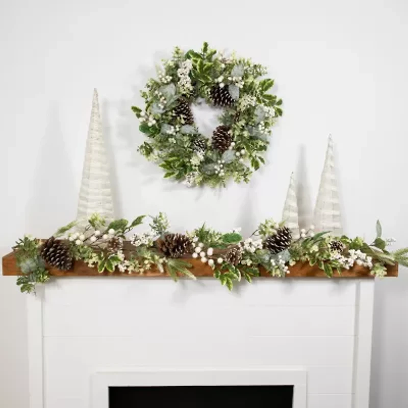 Northlight Frosted Pinecones And Berries Wreath