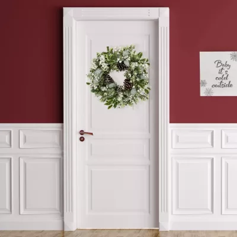 Northlight Frosted Pinecones And Berries Wreath