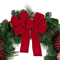 Northlight Bow And Mixed Foliage Wreath