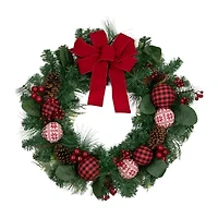 Northlight Bow And Mixed Foliage Wreath