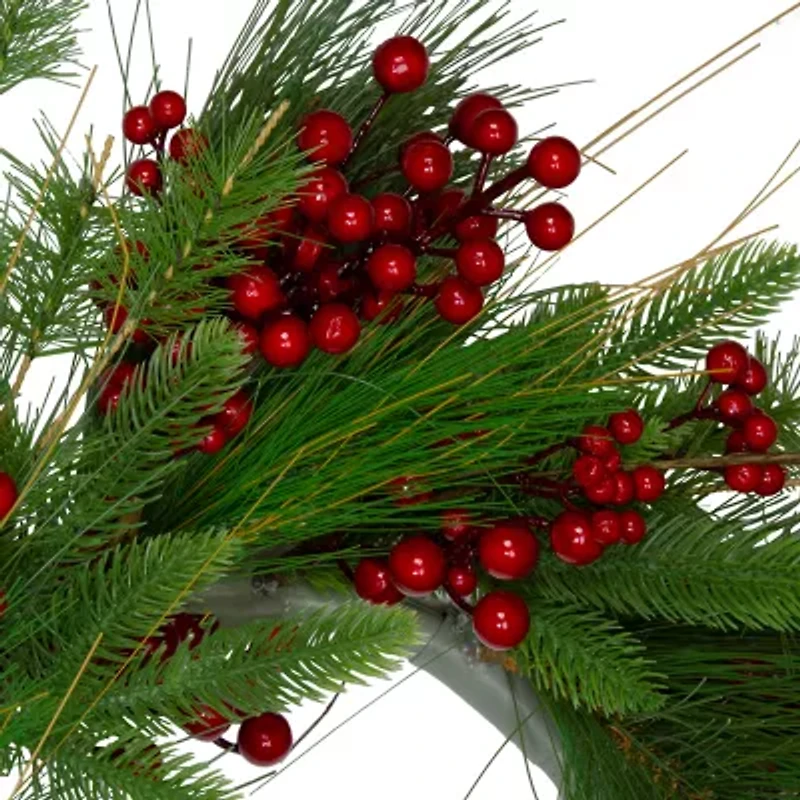 Northlight 24in Pine And Berry Unlit Wreath