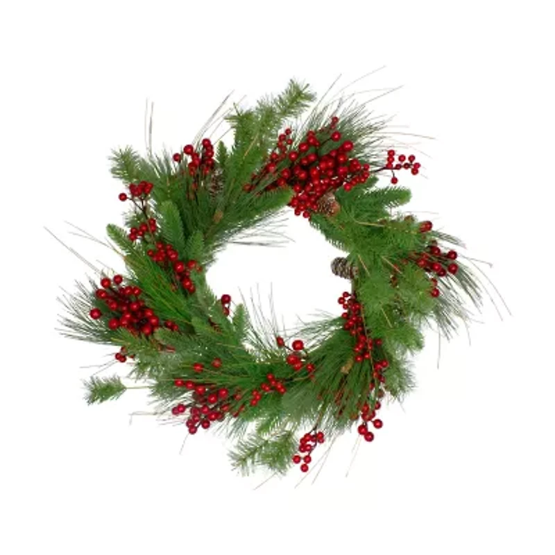 Northlight 24in Pine And Berry Unlit Wreath