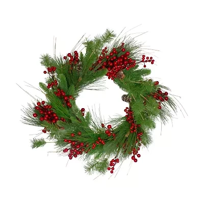 Northlight 24in Pine And Berry Unlit Wreath