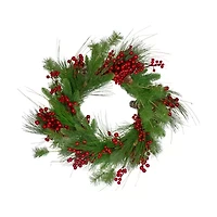 Northlight 24in Pine And Berry Unlit Wreath