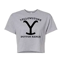 Yellowstone Logo Cropped Tee Womens Crew Neck Short Sleeve Regular Fit Juniors Graphic T-Shirt