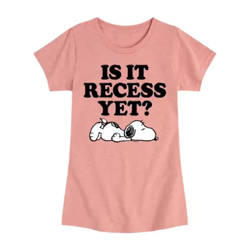 Big Kid Girls Crew Neck Short Sleeve Classic Fit Peanuts Graphic T-Shirt