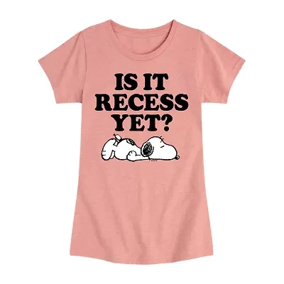 Big Kid Girls Crew Neck Short Sleeve Classic Fit Peanuts Graphic T-Shirt