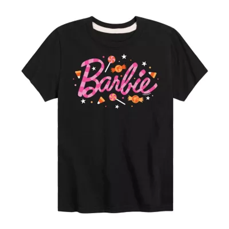 Big Kid Girls Crew Neck Short Sleeve Classic Fit Barbie Graphic T-Shirt