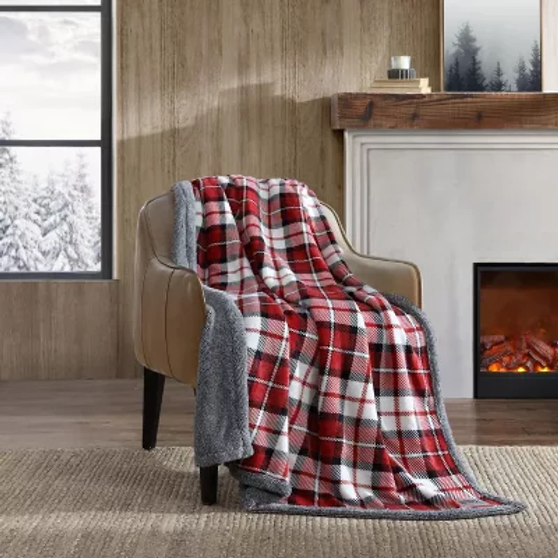 Eddie Bauer Parkwood Plaid Plush Lightweight Throw