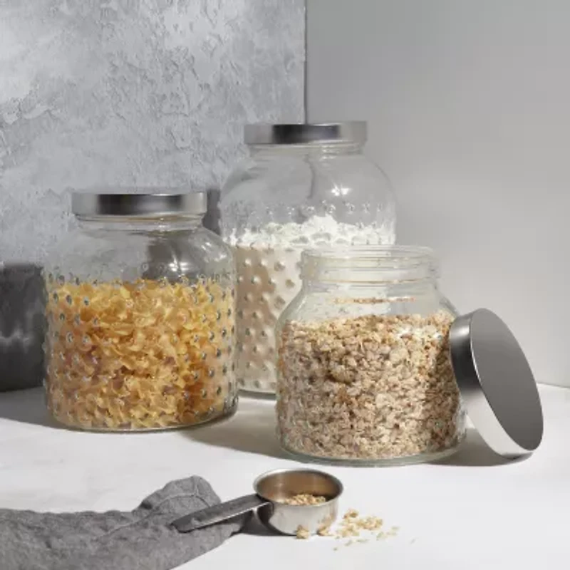 Tabletops Unlimited Mason Craft And More Glass 3-pc. Canister