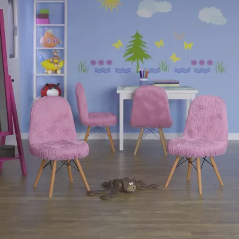 Zula Shaggy Dog Accent Chairs for Kids - Set of 4