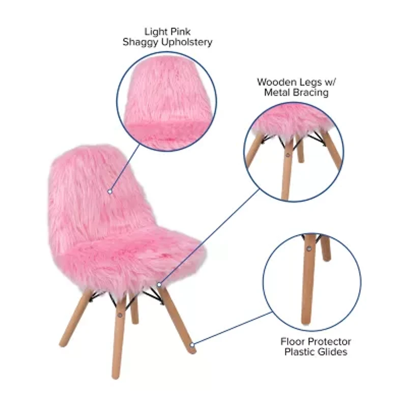 Zula Shaggy Dog Accent Chairs for Kids - Set of 4