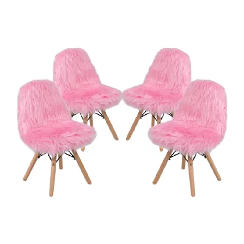 Zula Shaggy Dog Accent Chairs for Kids - Set of 4