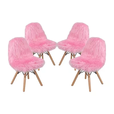 Zula Shaggy Dog Accent Chairs for Kids - Set of 4