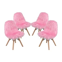 Zula Shaggy Dog Accent Chairs for Kids - Set of 4