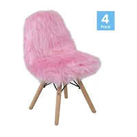 Zula Shaggy Dog Accent Chairs for Kids - Set of 4