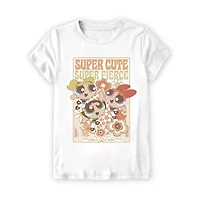 Little & Big Kid Girls Round Neck Short Sleeve Regular Fit Powerpuff Graphic T-Shirt