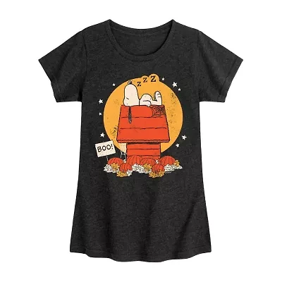 Big Kid Girls Crew Neck Short Sleeve Classic Fit Peanuts Graphic T-Shirt