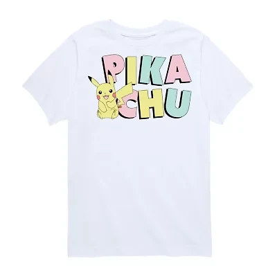 Big Kid Girls Crew Neck Short Sleeve Classic Fit Pokeman Graphic T-Shirt