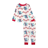 Disney Collection Holiday Toddler Girls Lilo & Stitch Crew Neck Long Sleeve 2-pc. Pajama Sets