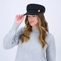 JS Jessica Simpson Twill Cabbie With Bumble Bee Pin Womens Cadet Hat