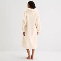 Sleep Chic Womens Fleece Hooded Long Sleeve Nightshirt
