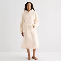 Sleep Chic Womens Fleece Hooded Long Sleeve Nightshirt