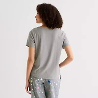 Sleep Chic Womens Rib Round Neck Short Sleeve Pajama Top