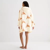 Sleep Chic Womens Fleece Hooded Long Sleeve Nightgown