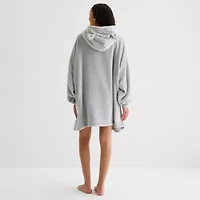 Sleep Chic One Size Fits Most Womens Fleece Long Sleeve Hooded Nightgown