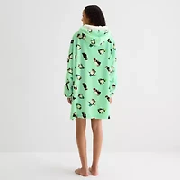 Sleep Chic Womens Fleece Hooded Long Sleeve Nightgown