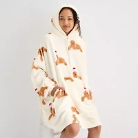 Sleep Chic Womens Fleece Hooded Long Sleeve Nightgown