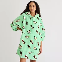 Sleep Chic Womens Fleece Hooded Long Sleeve Nightgown