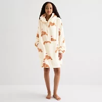 Sleep Chic Womens Fleece Hooded Long Sleeve Nightgown