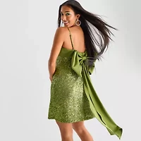 Bob Mackie Womens Sleeveless Sequin A-Line Dress