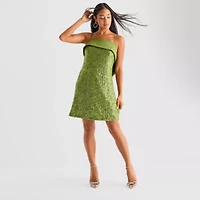 Bob Mackie Womens Sleeveless Sequin A-Line Dress