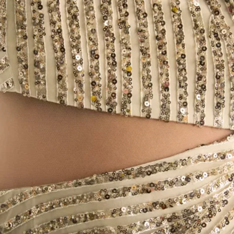 Bob Mackie Womens Sequin Sleeveless Off the Shoulder Midi Plus Sheath Dress