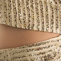 Bob Mackie Womens Sequin Sleeveless Off the Shoulder Midi Plus Sheath Dress