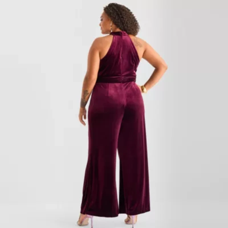 Bob Mackie Sleeveless Womens-Plus Jumpsuit