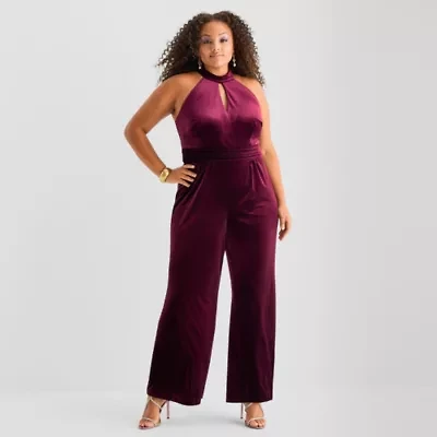 Bob Mackie Sleeveless Womens-Plus Jumpsuit