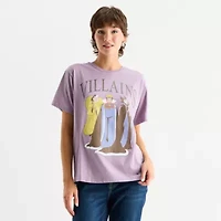 Disney Villains Boyfriend Tee Womens Crew Neck Short Sleeve Loose Fit Juniors Graphic T-Shirt